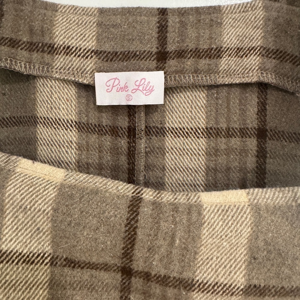 Pink Lily Plaid Pinafore Overall Mini Dress Size Small - Picture 5 of 6